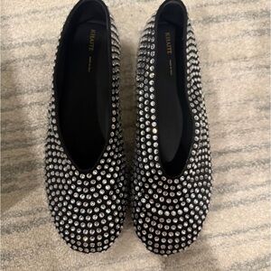 KHAITE Black and Silver Rhinestone Loafers